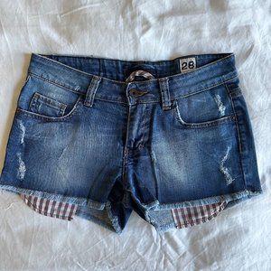 Vintage 55 Jeans Shorts with plaid pockets - Size 28